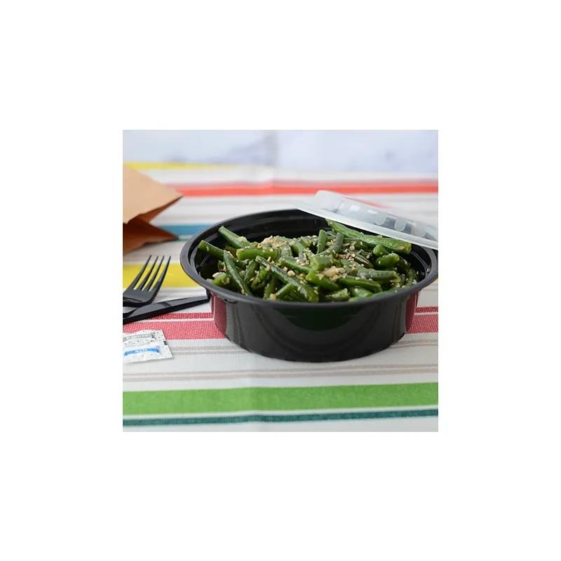 Take-Out Container Base & Lid Combo 32 OZ PP Black Round Microwave Safe 150/Case