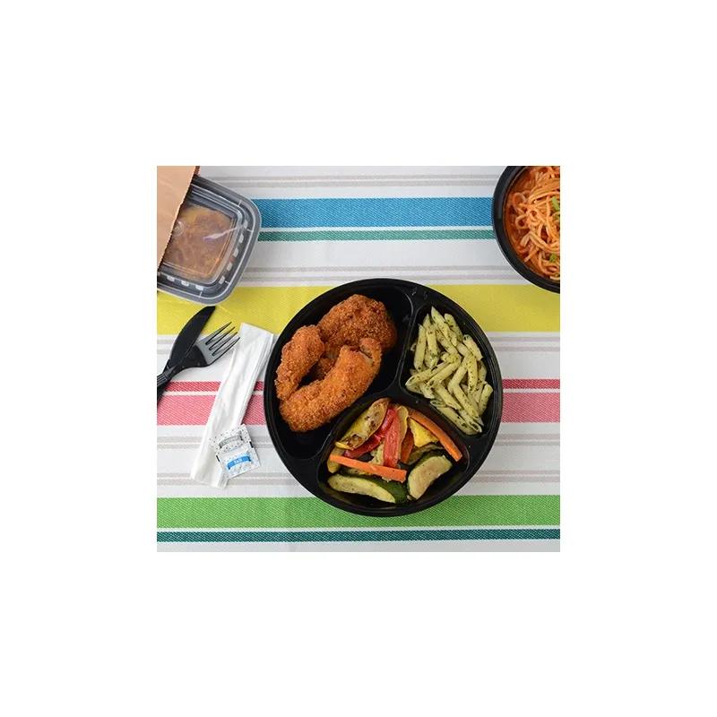 Take-Out Container Base & Lid Combo 32 OZ PP Black Round Microwave Safe 150/Case