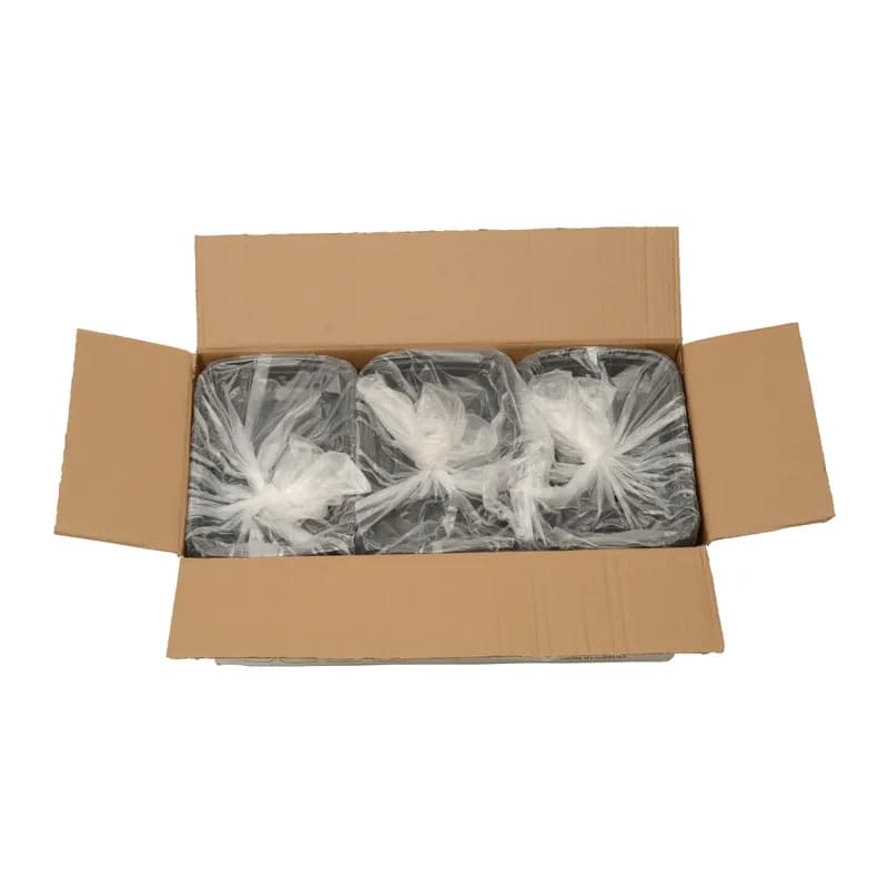 ReForm Take-Out Container Base & Lid Combo 38 OZ PP Black Round Heavy Duty Leak Resistant 150/Case