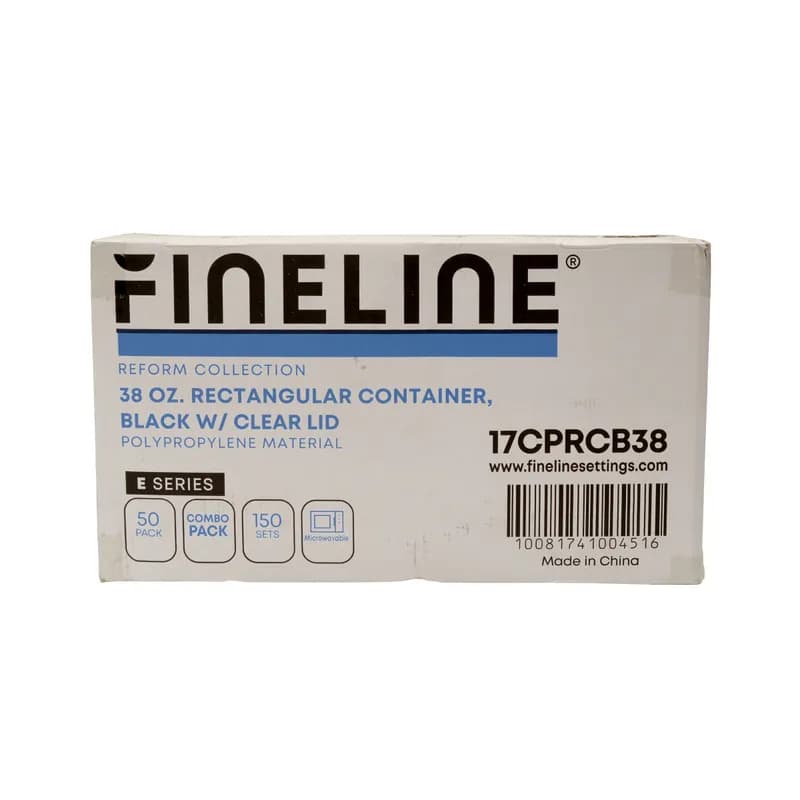 ReForm Take-Out Container Base & Lid Combo 38 OZ PP Black Round Heavy Duty Leak Resistant 150/Case