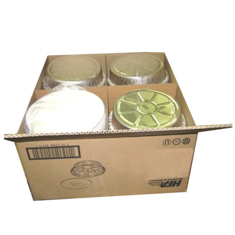Take-Out Container Base & Lid Combo With Paper Flat Lid 48 OZ Aluminum Round 250/Case