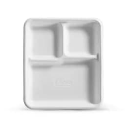 The Chinet Brand® Cafeteria & School Lunch Tray 8.25X9.50 IN 3 Compartment Molded Fiber 500/Case