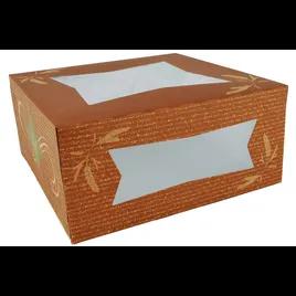 Bakery Box 9X9X4 IN Clay-Coated Kraft Board Hearthstone Square With Window 150/Case