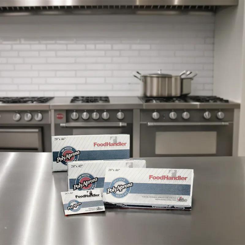 Apron 28X46 IN White 1MIL Plastic Disposable 100/Box