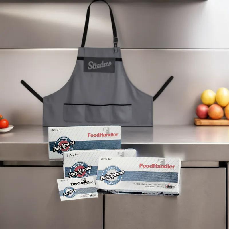 Apron 28X46 IN White 1MIL Plastic Disposable 100/Box