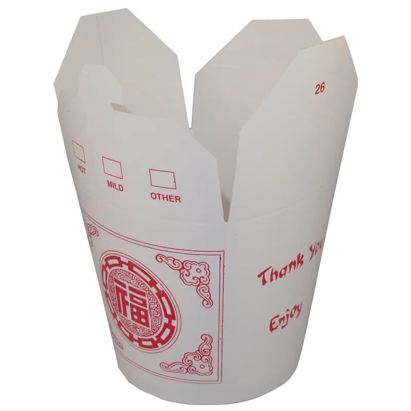 SmartServ® Food Pail 26 OZ 4X3.5 IN Paper White Oriental Printed Rectangle 25 Count/Pack 20 Packs/Case 500 Count/Case