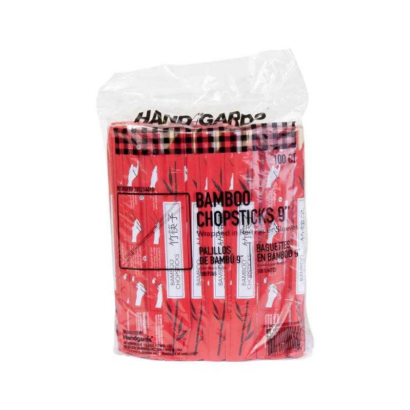 Chopsticks 9 IN Bamboo Red Paper Sleeve 1000/Case