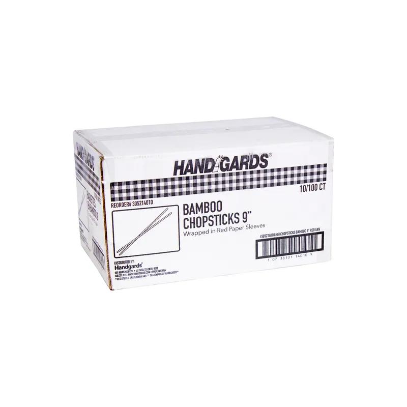 Chopsticks 9 IN Bamboo Red Paper Sleeve 1000/Case