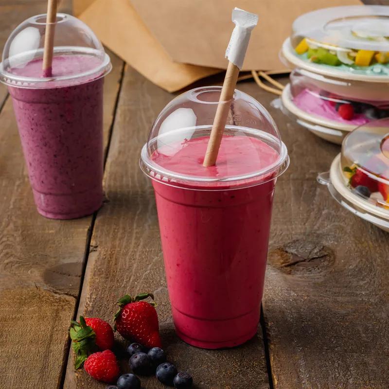 Lid Dome PET Clear For 32 FLOZ Cup With Hole 1000/Case