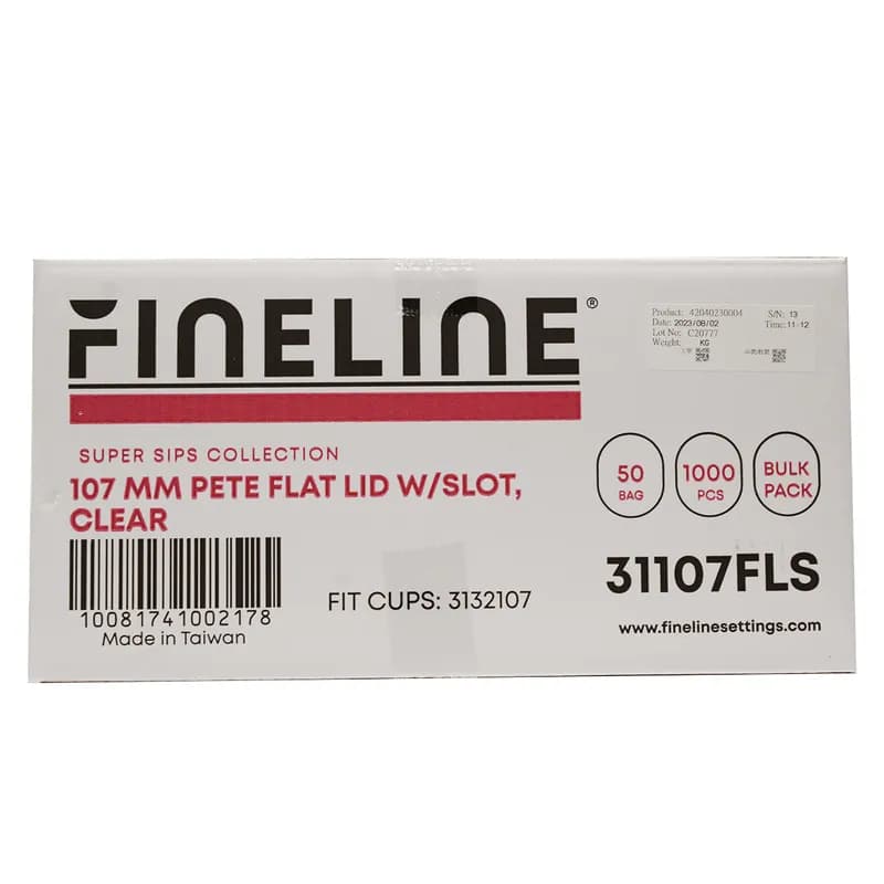 Lid Flat Clear For 32 FLOZ Cup Straw Slot 1000/Case