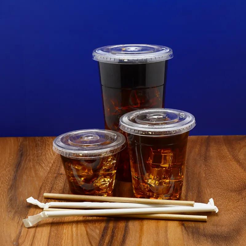 Lid Flat PET Clear For 9-12 FLOZ Cup Straw Slot 1000/Case