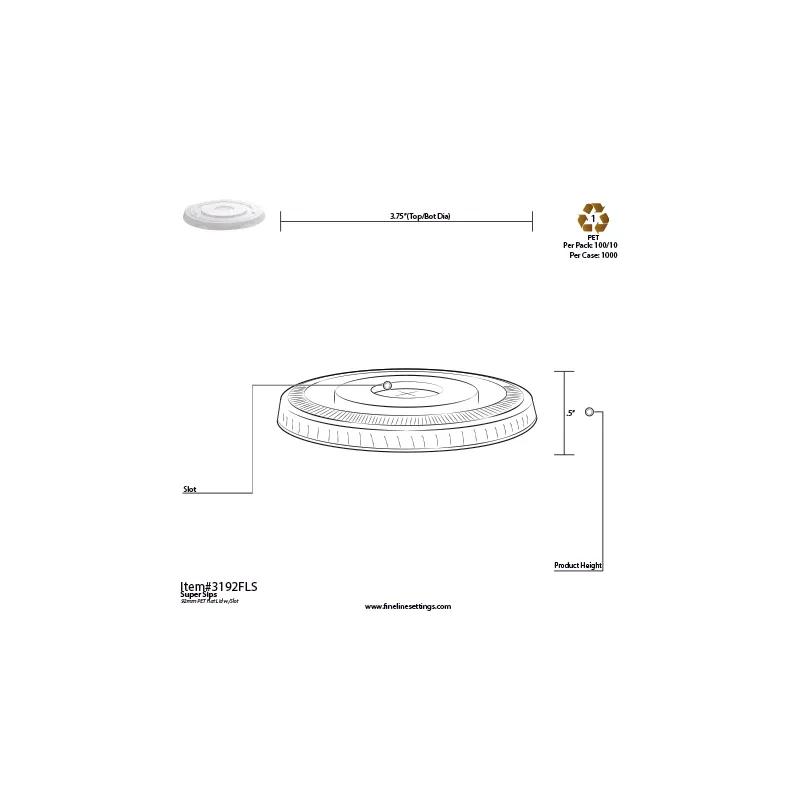 Lid Flat PET Clear For 9-12 FLOZ Cup Straw Slot 1000/Case