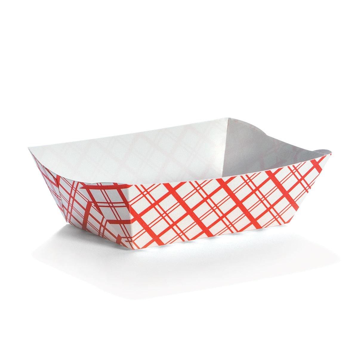 Food Tray 0.25 LB Paperboard Red White Plaid 250 Count/Pack 4 Packs/Case