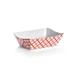 Food Tray 0.25 LB Paperboard Red White Plaid 250 Count/Pack 4 Packs/Case