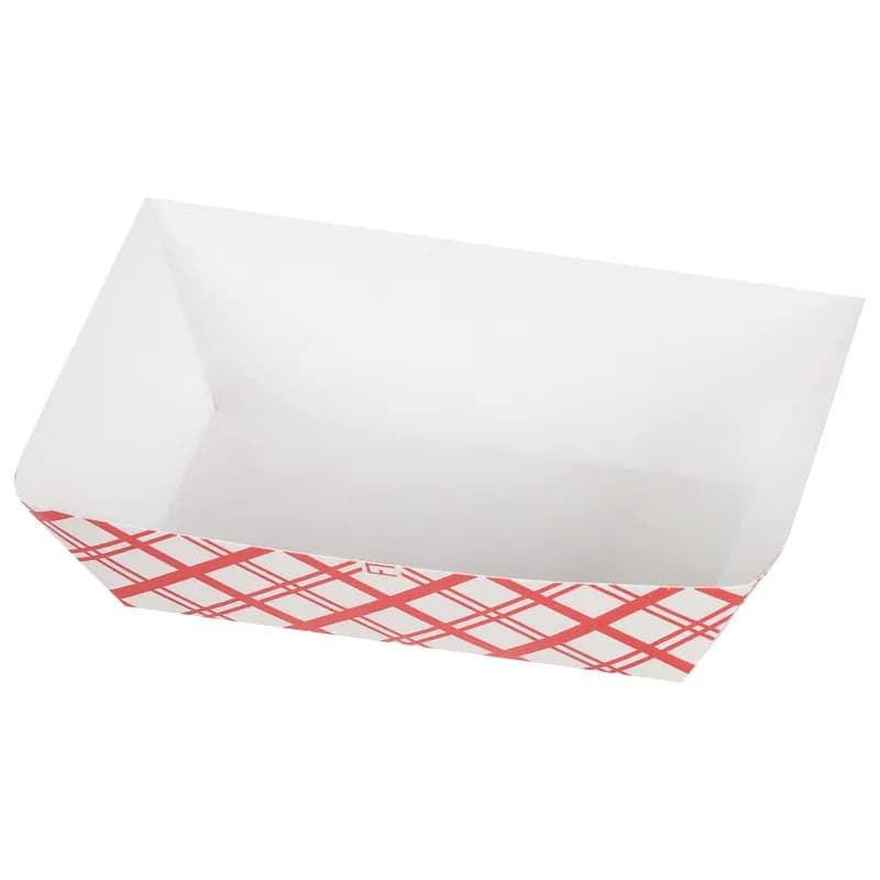 Food Tray 0.25 LB Paperboard Red White Plaid 250 Count/Pack 4 Packs/Case