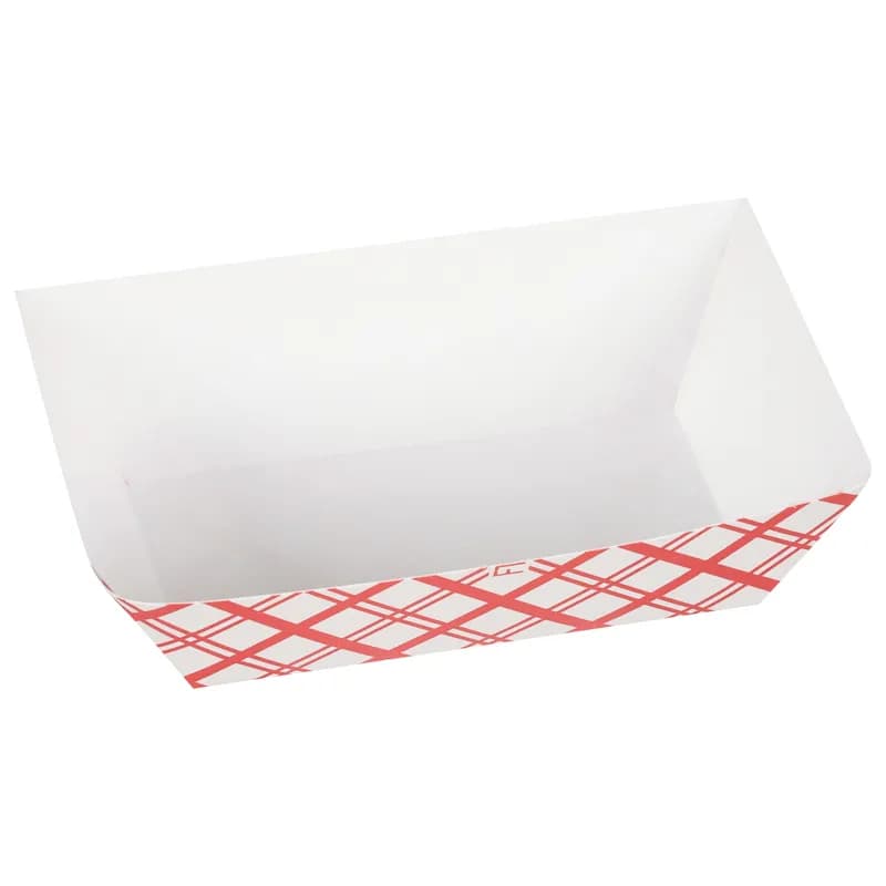 Food Tray 0.25 LB Paperboard Red White Plaid 250 Count/Pack 4 Packs/Case