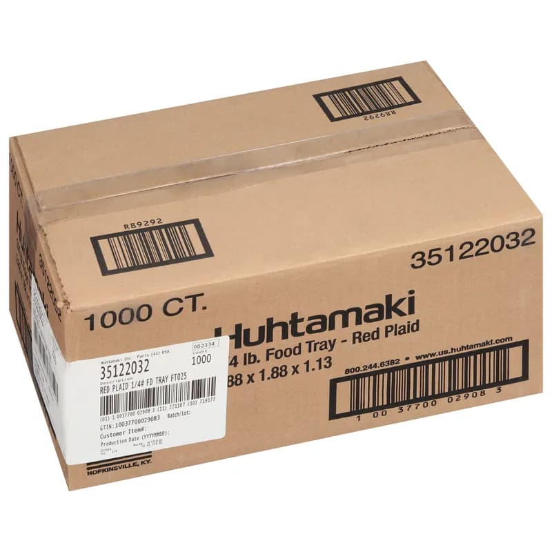 Food Tray 0.25 LB Paperboard Red White Plaid 250 Count/Pack 4 Packs/Case