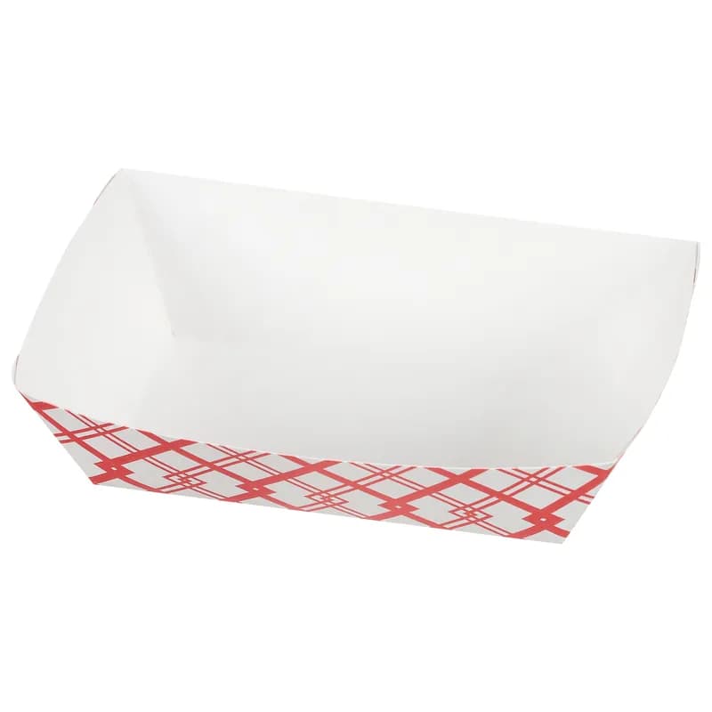 Food Tray 6 OZ Paperboard Red White Plaid 250 Count/Pack 4 Packs/Case