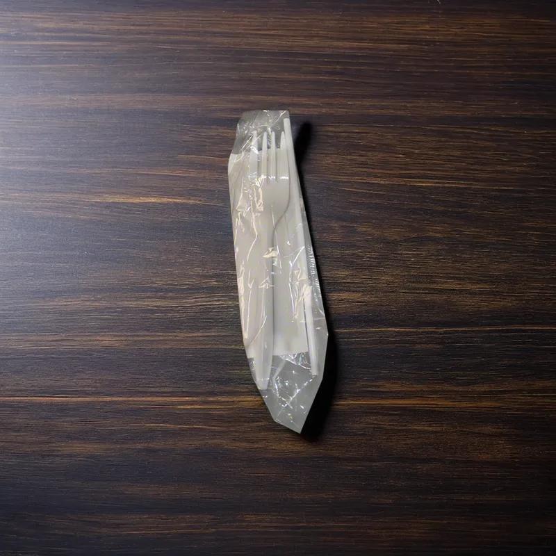 3PC Cutlery Kit With Napkin,Fork,Milk Straw 1000/Case