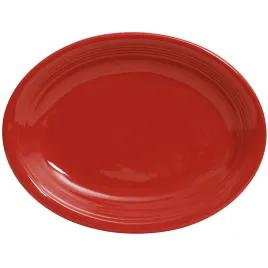 Serving Tray Base 11.5X8.75 IN Vitrified (Non-Porous) Ceramic Red Oval Bakeable Catering 12 Count/Pack 1 Packs/Case