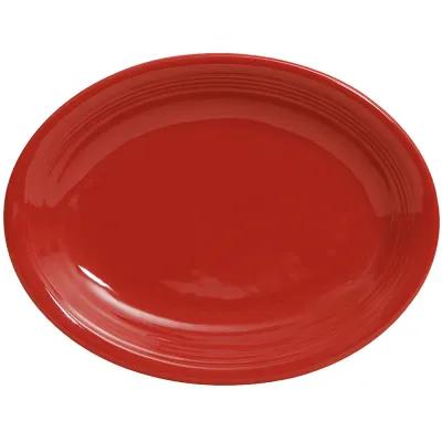Serving Tray Base 11.5X8.75 IN Vitrified (Non-Porous) Ceramic Red Oval Bakeable Catering 12 Count/Pack 1 Packs/Case
