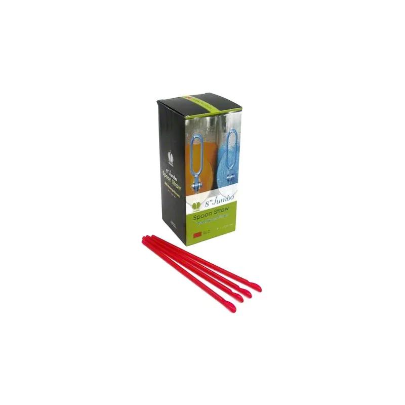 Poly King® Straw Spoon 8 IN Red Unwrapped 200/Box