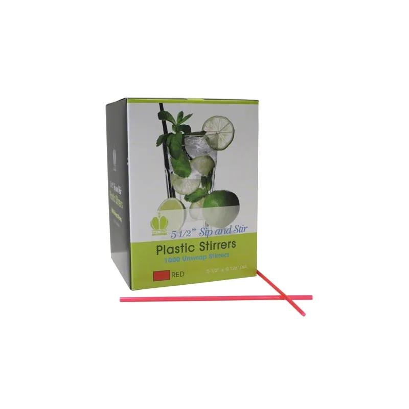 Poly King® Sip Stirrer 5.5 IN Red 10000/Case