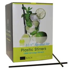 Poly King® Sip Stirrer Straw 5.5 IN Black 10000/Case