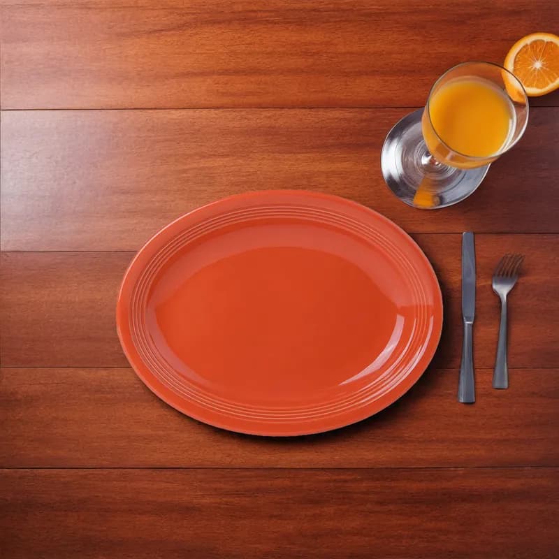 Concentrix Catering Platter 11.50X8.75 IN China Papaya Orange Oval Coupe Dual Ovenable Dishwasher Safe 12 Count/Case