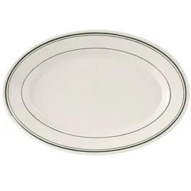 Serving Tray Base 15.75X11 IN Vitrified (Non-Porous) Ceramic Green Bone Oval Bakeable Catering 6 Count/Pack 1 Packs/Case