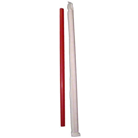 Poly King® Giant Straw 7.75 IN Red Wrapped 3000/Case