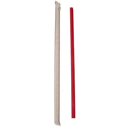 Giant Straw 10.5 IN Red Wrapped 300 Count/Pack 10 Packs/Case 3000 Count/Case