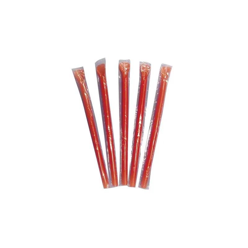 Poly King® Straw Spoon 8 IN Red Cello Wrapped 3000/Case