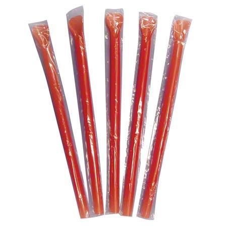 Poly King® Straw Spoon 8 IN Red Cello Wrapped 3000/Case
