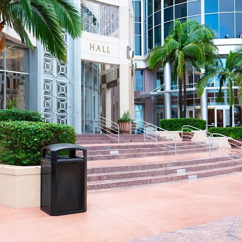 Landmark Series® Landfill 1-Stream Trash Container Frame 26X26X46.50 IN 50 GAL Black Resin Dome Lid Rigid Liner 1/Each