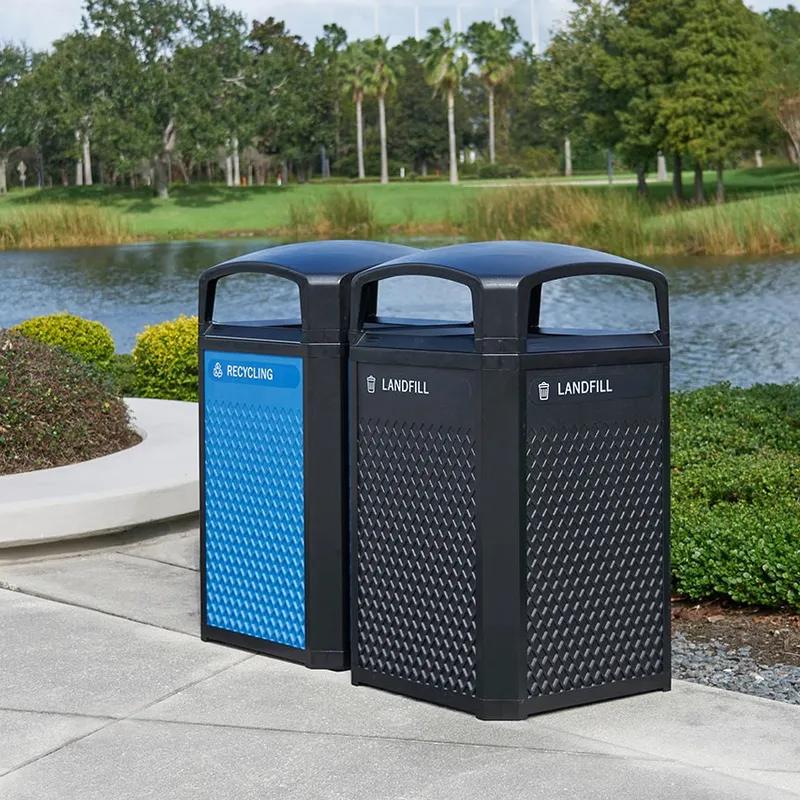 Landmark Series® Landfill 1-Stream Trash Container Frame 26X26X46.50 IN 50 GAL Black Resin Dome Lid Rigid Liner 1/Each
