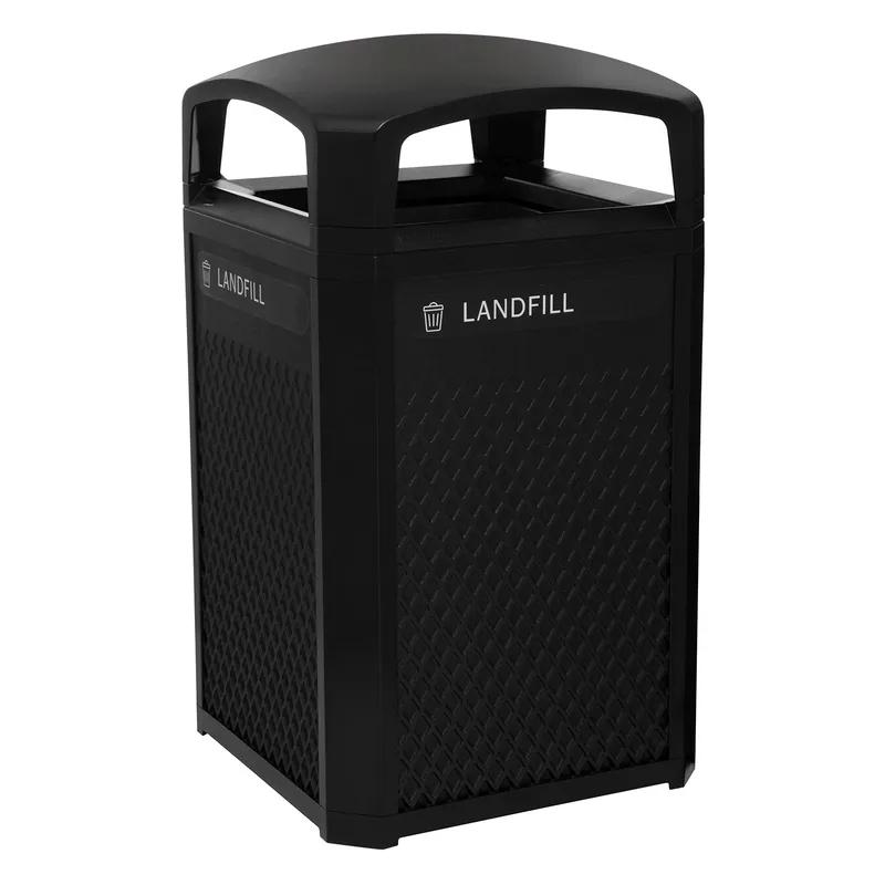 Landmark Series® Landfill 1-Stream Trash Container Frame 26X26X46.50 IN 50 GAL Black Resin Dome Lid Rigid Liner 1/Each