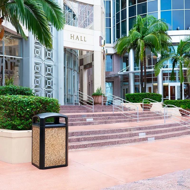 Landmark Series® Landfill 1-Stream Trash Container Frame 26X26X46.50 IN 50 GAL Black Resin Dome Lid Rigid Liner 1/Each