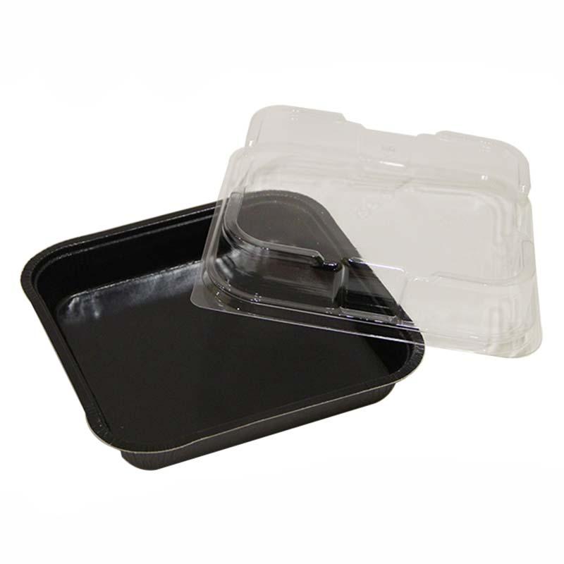 Brownie Tray 8X8X1.25 IN PET Black Clear Square Bakeable 250/Case
