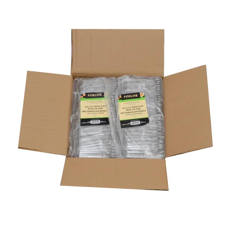 Conserveware Lid Flat PET Clear Rectangle For 24-32 OZ Bowl 75 Count/Pack 4 Packs/Case 300 Count/Case