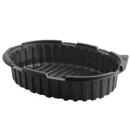 Crisp Food Technologies® Take-Out Container Base Large (LG) 11X8.5 IN PP Black Oval Microwave Safe 380/Case