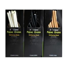 Poly King® Giant Straw 8 IN Paper White Unwrapped 600/Case