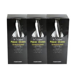 Poly King® Giant Straw 8 IN Paper Black Wrapped 600/Case