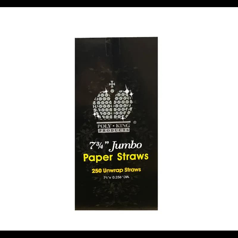 Poly King® Giant Straw 0.23X7.75 IN Paper Black Unwrapped 250/Case