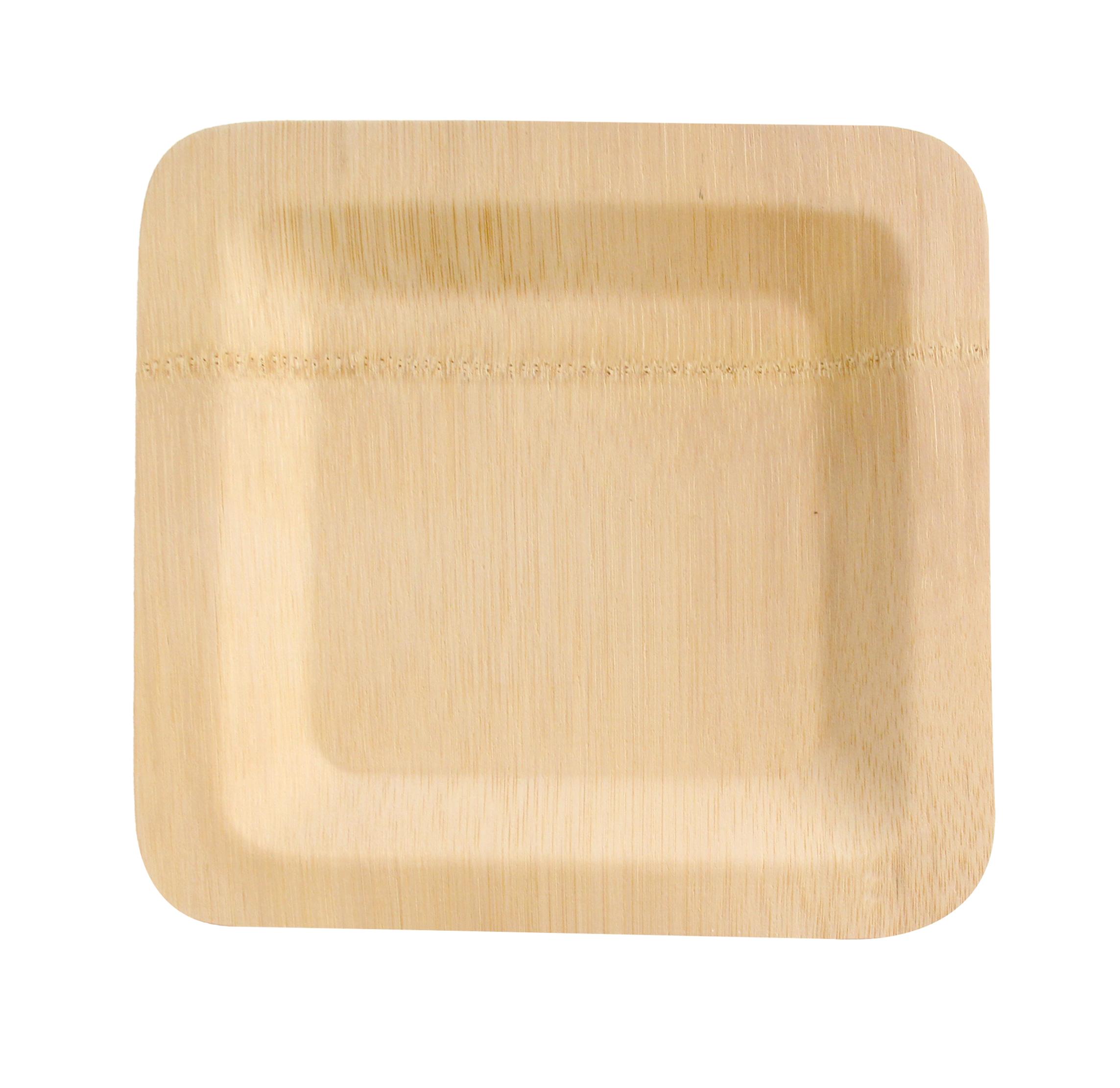 Plate 9X9 IN Bamboo Natural Square 25 Count/Pack 2 Packs/Case 50 Count/Case
