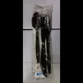 Victoria Bay 6PC Cutlery Kit PP Black Heavyweight With Napkin,Fork,Knife,Spoon,Salt & Pepper 250/Case