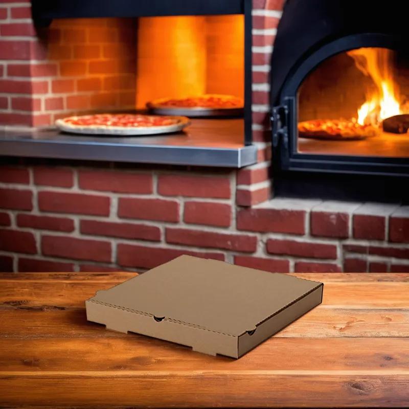 Pizza Box 8X8X1.88 IN Corrugated Cardboard Kraft/Kraft Square E-Flute Oven Safe Microwave Safe 50 Count/Bundle