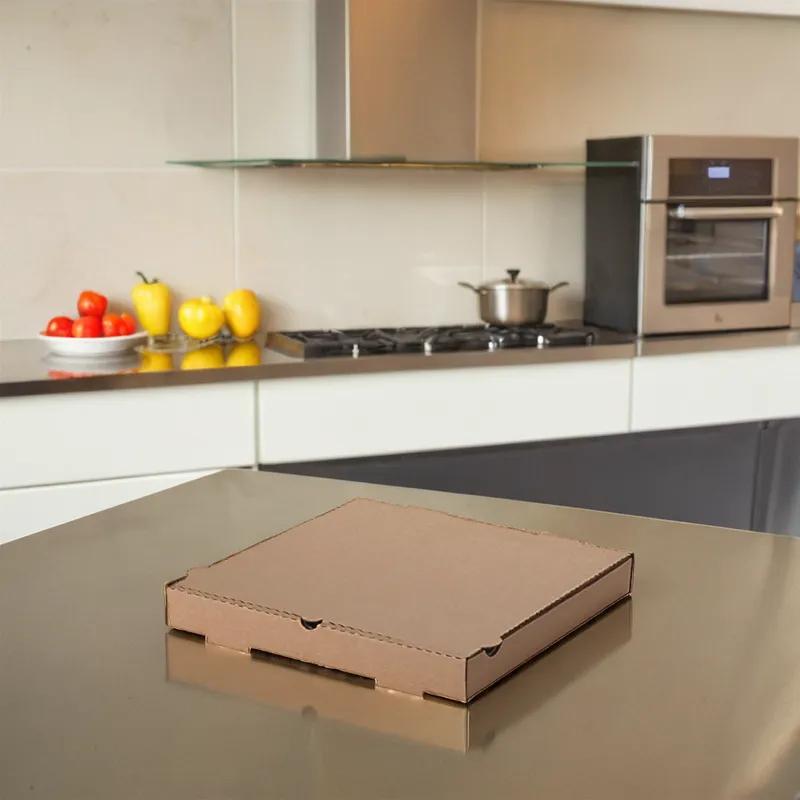 Pizza Box 10X10X1.63 IN Corrugated Cardboard Kraft/Kraft Plain B-Flute 50/Bundle