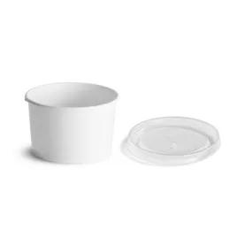 Food Container Base & Lid Combo With Plastic Lid 8-10 OZ Paperboard White 250/Case