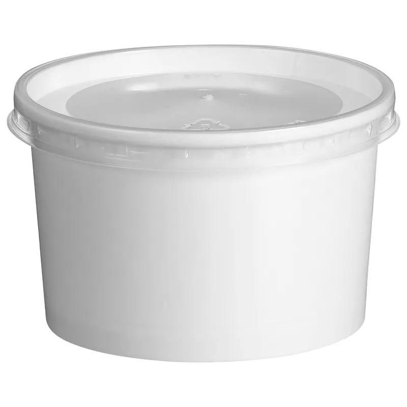 Food Container Base & Lid Combo With Plastic Lid 8-10 OZ Paperboard White 250/Case